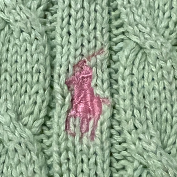 Ralph Lauren lime green cable knit polo sleeveless turtleneck sweater - M - Picture 6 of 9